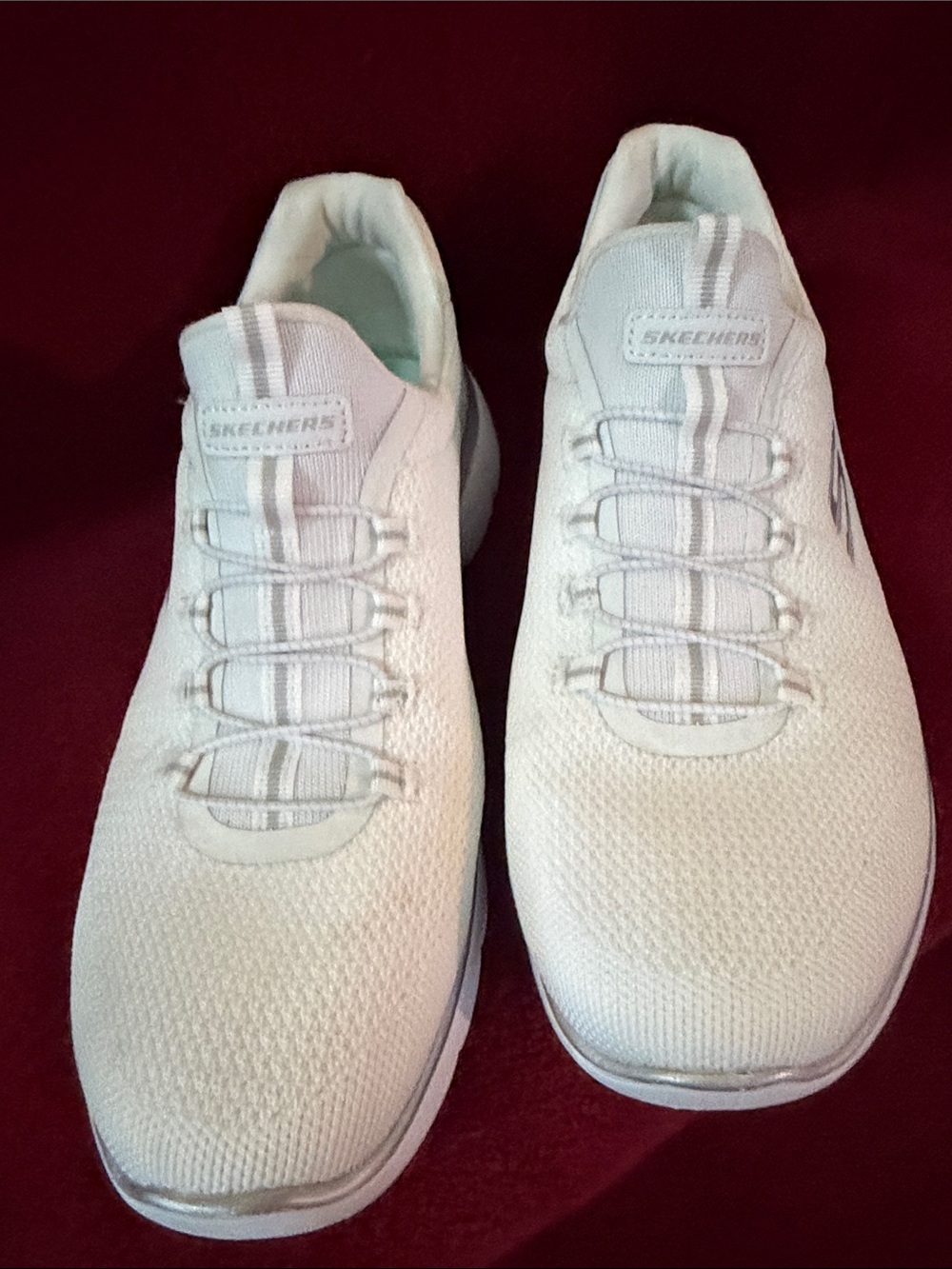 Skechers Men’s White Knit Slip-On Sneakers